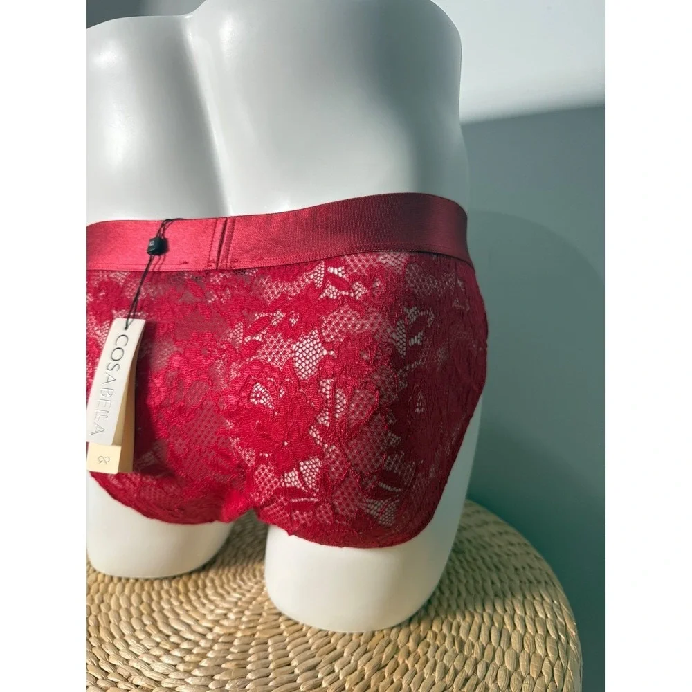 Cosabella Red Never Say Never‎ Lace Sports Brief Luxury Designer Underwear XL